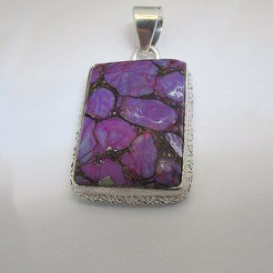 Rare Purple Agate Pendant 925 Silver